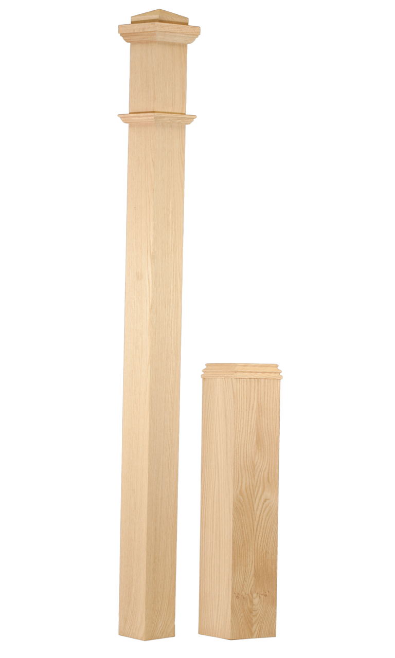 red oak box newel post with adjustable base