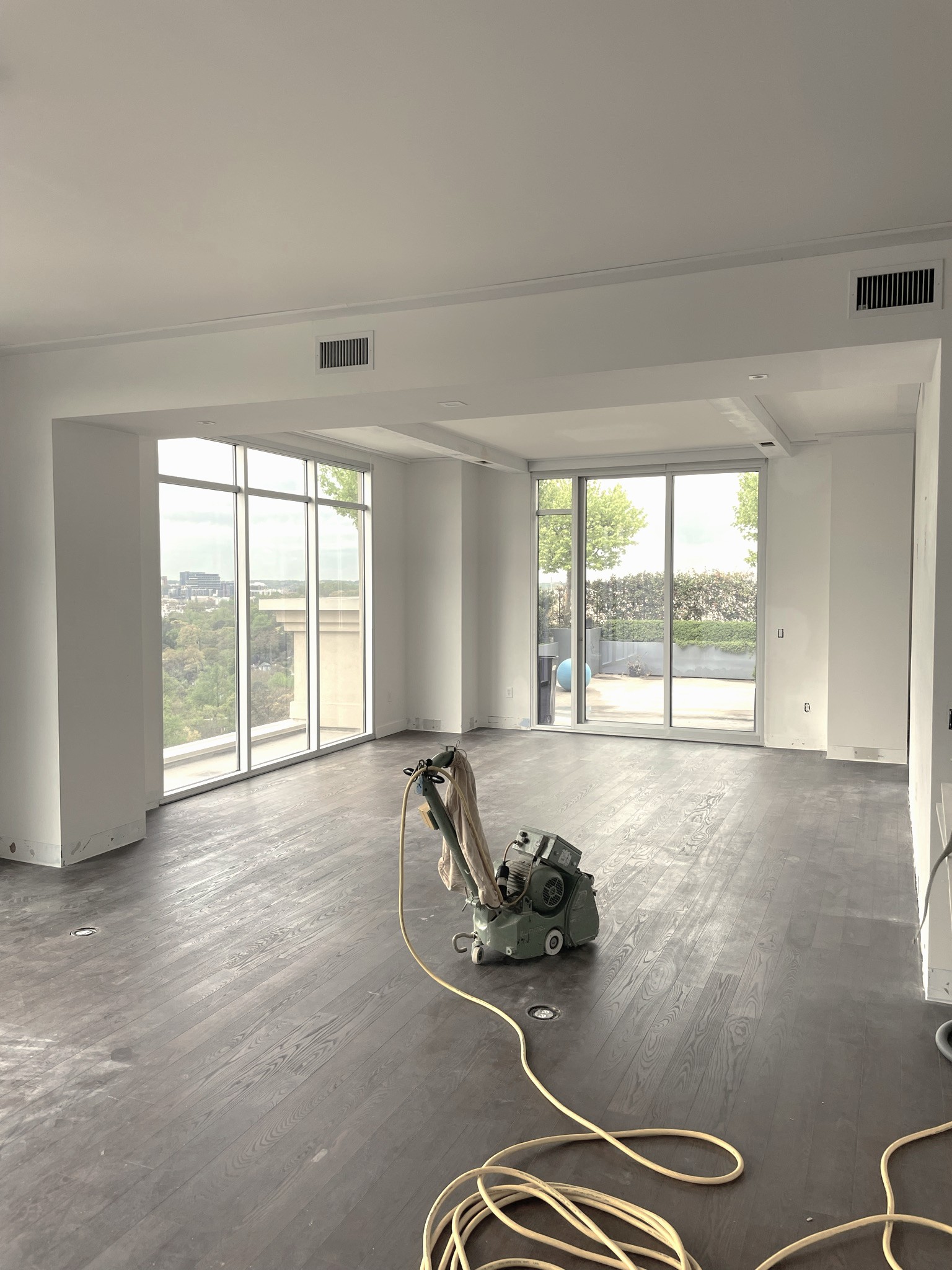 sander on ash hardwood floor