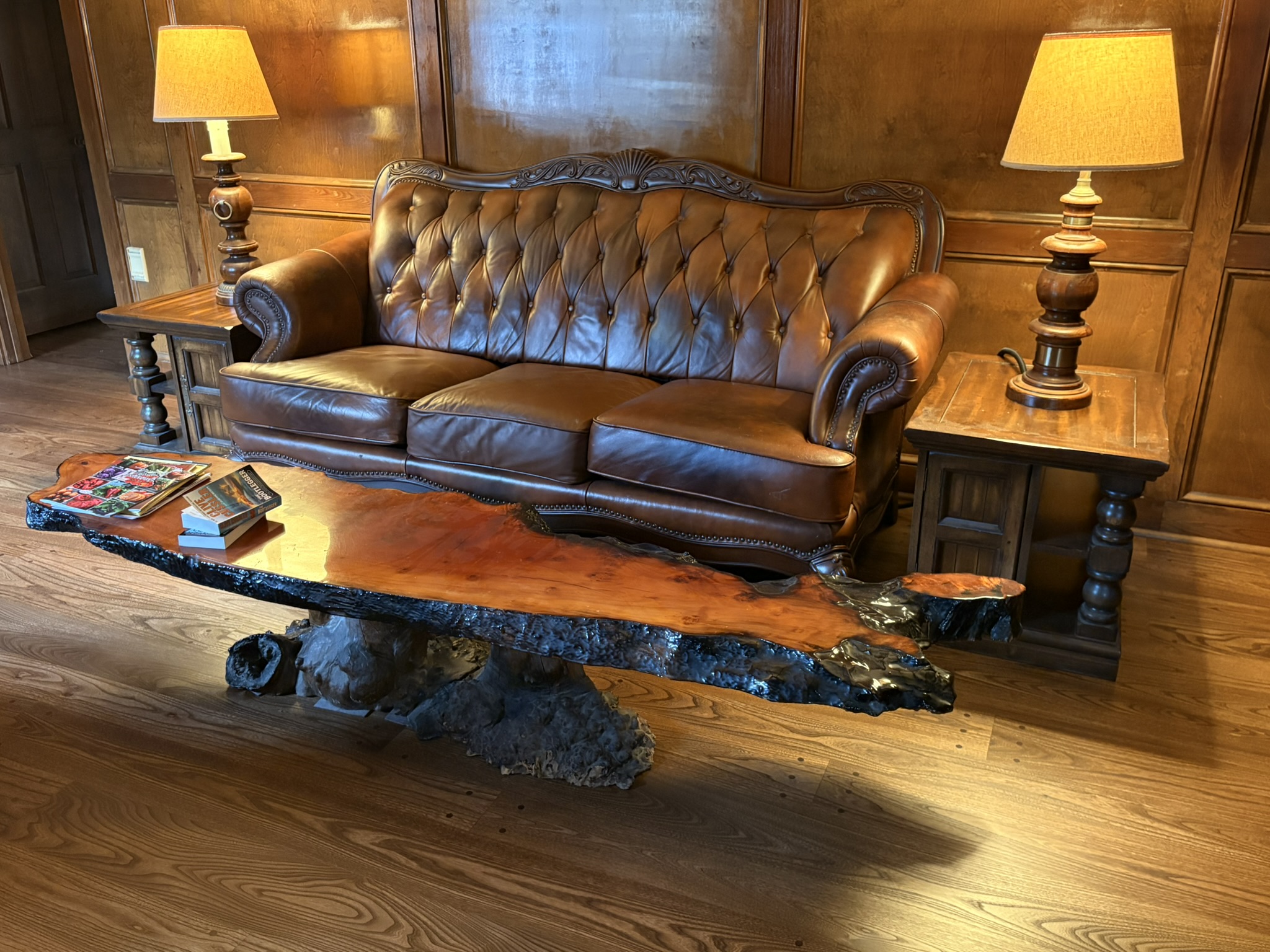 log table over Elm floors