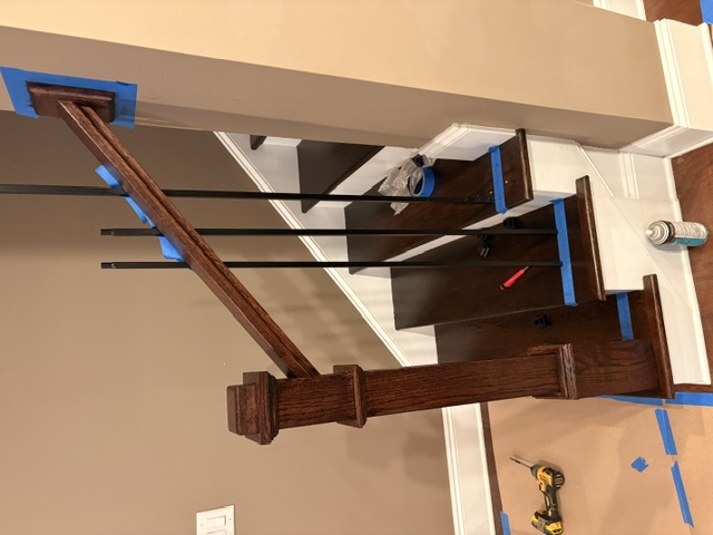Staining newel posts