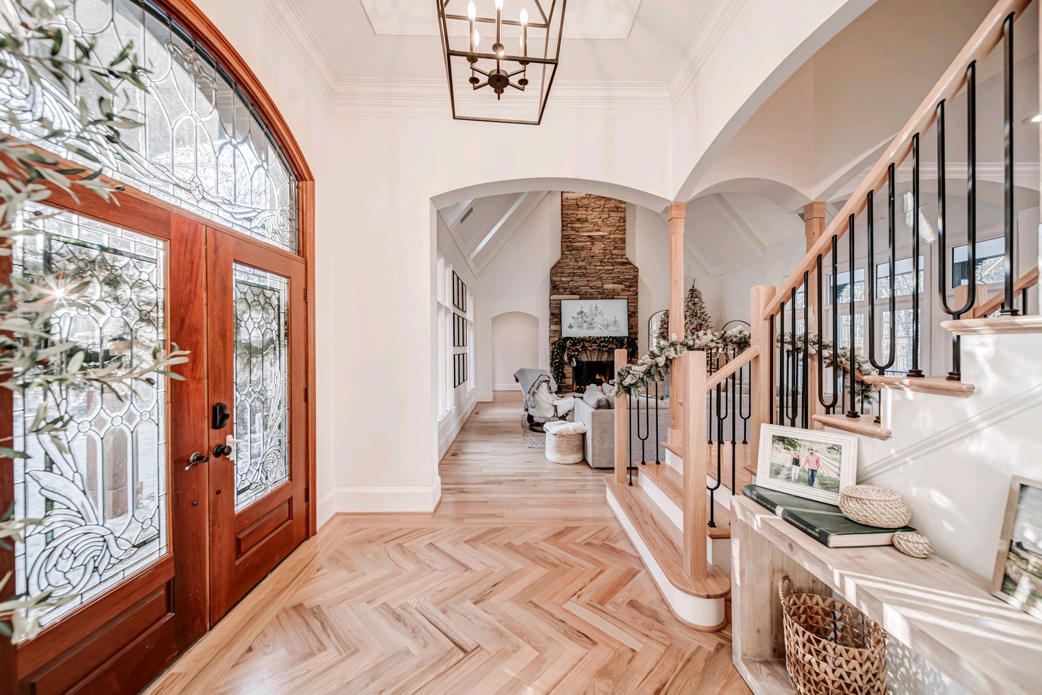 Refinished red oak hardwood floors with smooth satin finish
